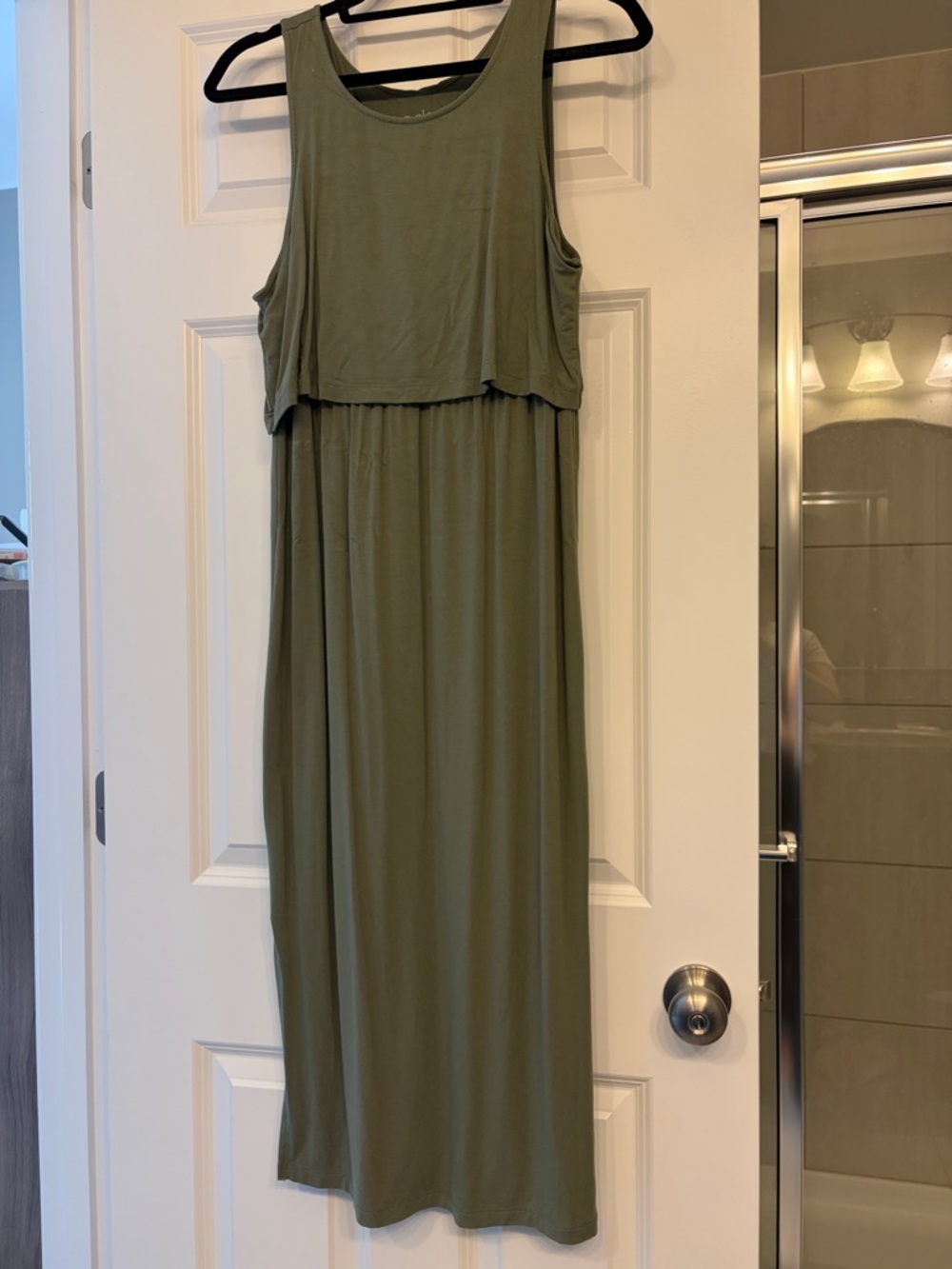 Olive Tank Maternity/Nursing Midi Dress